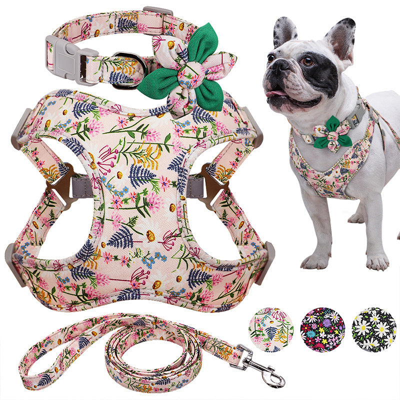 Blooming Paws! Flower Power Dog Collar & Harness Set – For Stylish Walks with Your Pup - amazing bark 