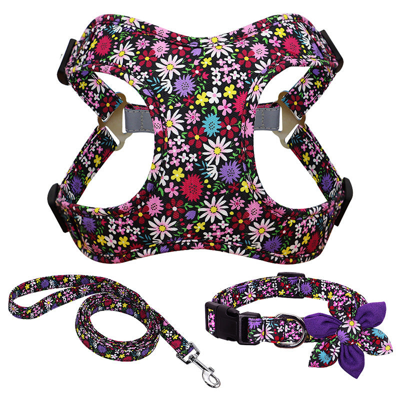 Blooming Paws! Flower Power Dog Collar & Harness Set – For Stylish Walks with Your Pup - amazing bark 