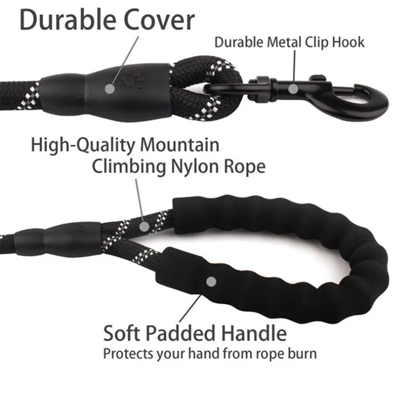 Stay in Control! Reflective Dog Leash with Padded Handle - amazing bark 