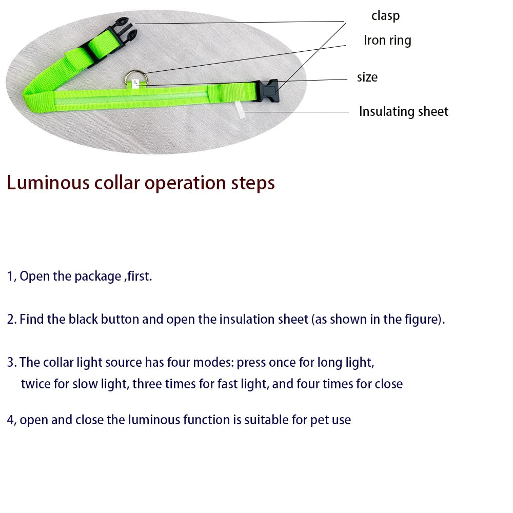 Light Up Your Walks! Nylon LED Glow-in-the-Dark Dog Leash & Collar - amazing bark 